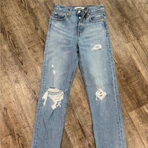 Levi's Light Blue Distressed Straight-Leg Jeans